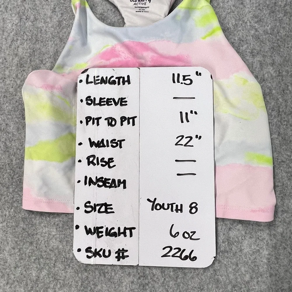 Old Navy Active Girls Powersoft Go-Dry Sports Bra Tie Dye Pastel Pink Yellow M 8